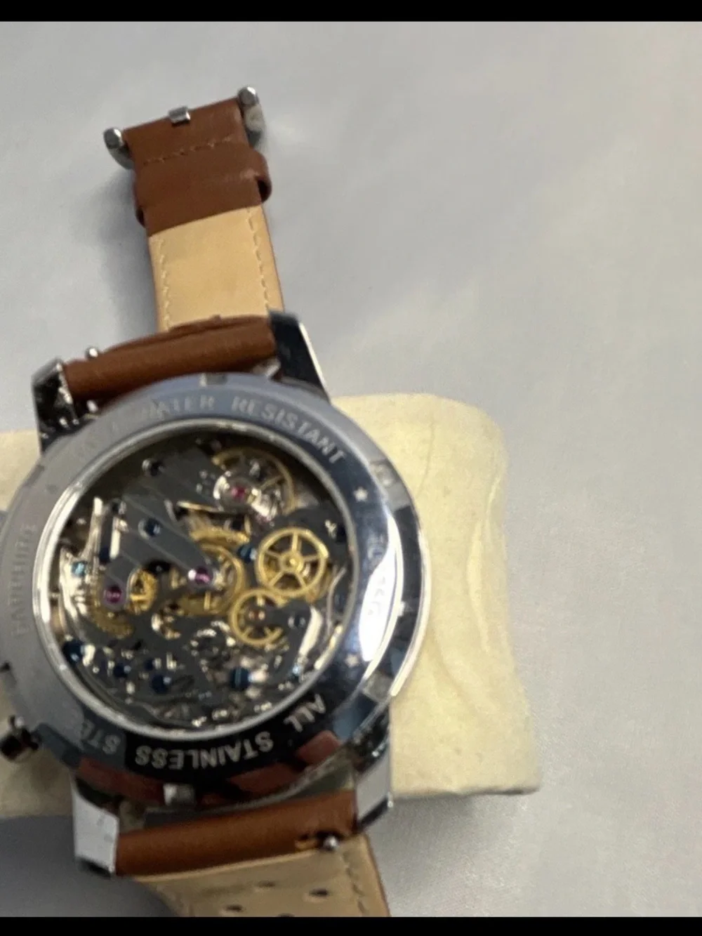 Tophill ST1901 Chronograph Mechanical Watch with Brown Leather Strap